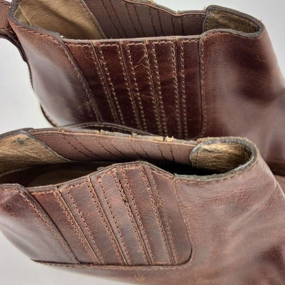 Madewell Brown Leather Pointed Toe Western Style Bonham Chelsea Booties Size 9.5 - Picture 3 of 10